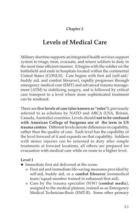 Levels Of Medical Care Docslib