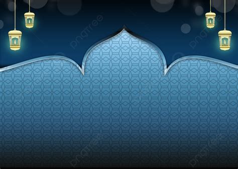 Blue Islamic Background On Eid Mubarak Concept Islamic Kareem