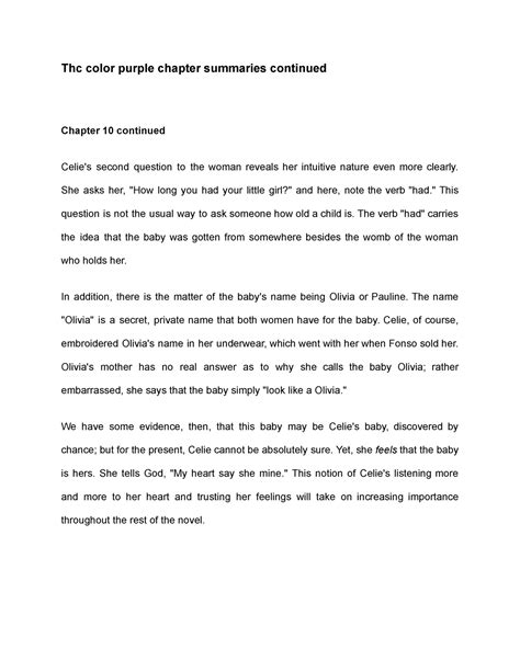 Thc color purple chapter summaries continued 17 - Thc color purple