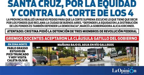 Diario La Opinión Austral tapa edición impresa del jueves 29 de ... 