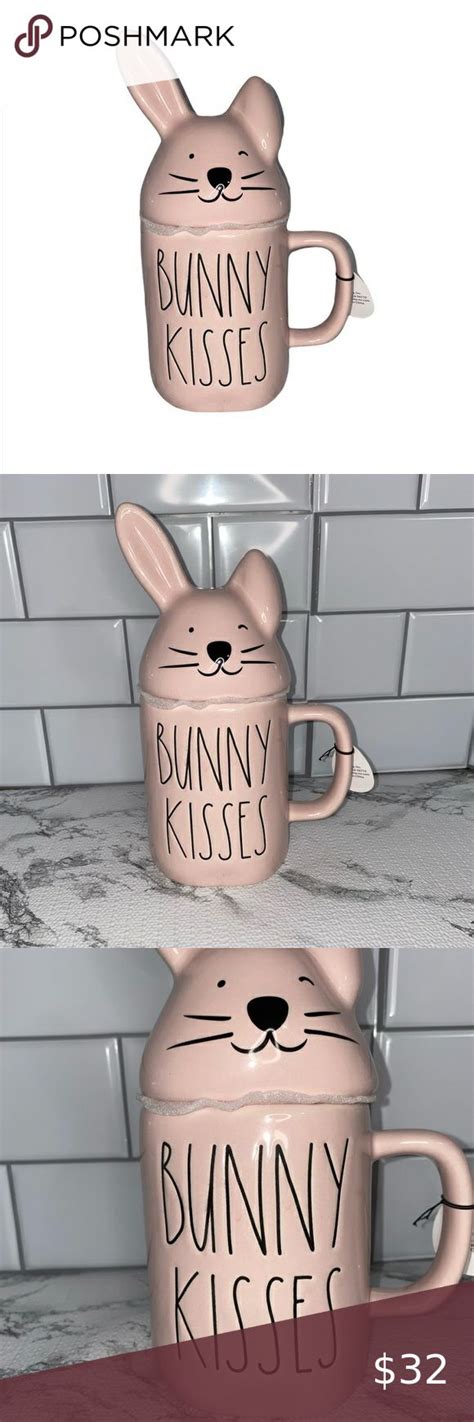 Rae Dunn Bunny Kisses Mug With Bunny Winking Topper Mugs Rae Dunn Dunn