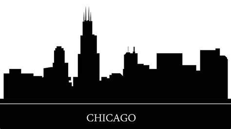 Chicago Skyline Silhouette Multicolor Line Art City Silhouette Design