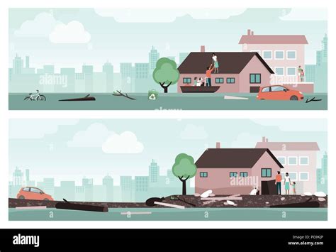 Flooding Victims Stock Vector Images Alamy