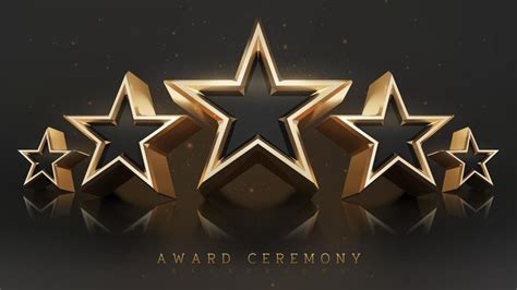 five gold stars with the words award ceremony written below them on a ...