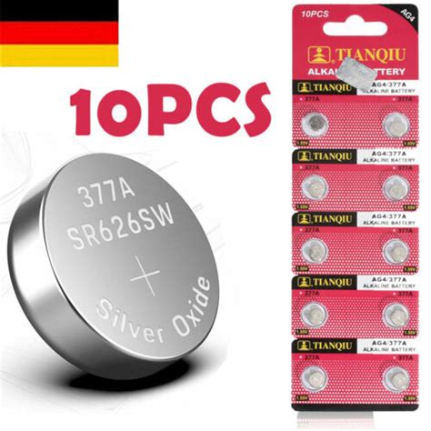 10x LR626 SR626SW 377 377A 376 AG4 1,55 V Batterie Knopfzelle ...