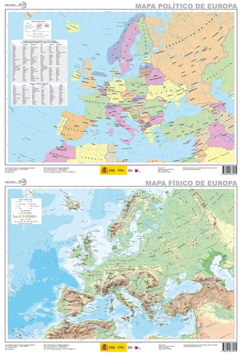 Europa F Sico Pol Tico X Plastificado Caras Mapas Murales