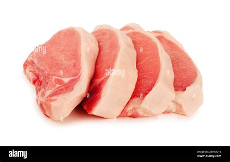 Meat Pork Slices Pork Loin Isolated On A White Background Stock Photo