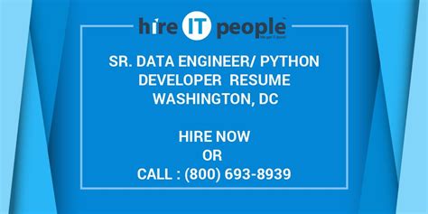 Sr Data Engineer Python Developer Resume Washington Dc Hire It People We Get It Done