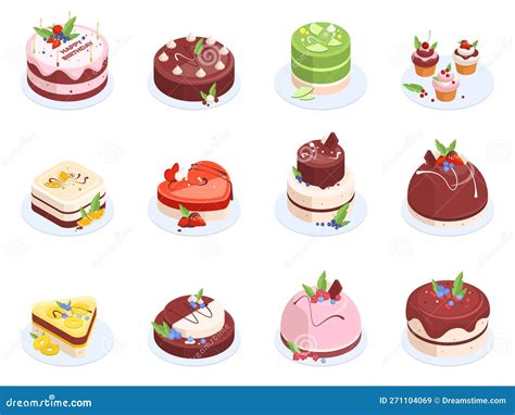 Isometric Cakes Birthday Party Chocolate Strawberry And Vanilla Cream