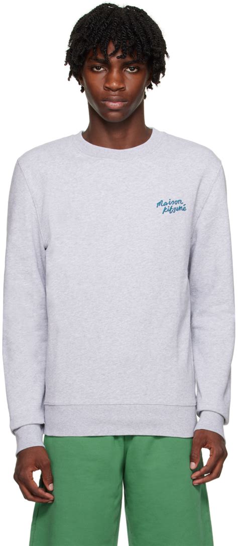 Gray Handwriting Sweatshirt by Maison Kitsuné on Sale