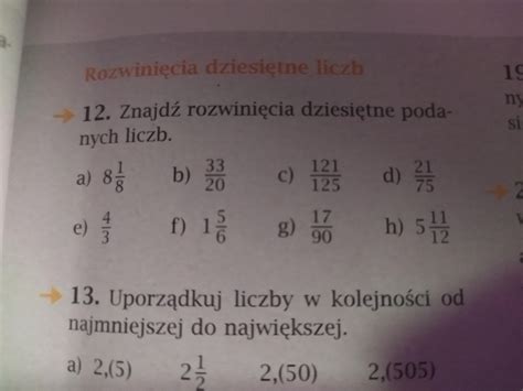 Znajdź rozwinięcia dziesiętne podanych liczb Brainly pl