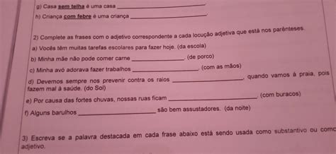 Complete As Frases Com Adjetivo - Complete as frases com o adjetivo correspondente a cada locução ...