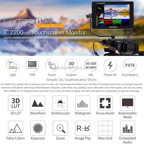 FEELWORLD LUT7S 1920x1200 2200 Nits 7 Inch IPS Screen HDMI 4K Touch