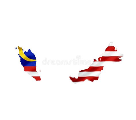 Map Of Malaysia With Waving Flag Isolated On White Stock Image Image