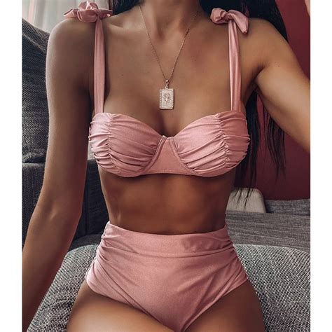 Sexy High Waist Knot Bikini Swimsuit Power Day Sale