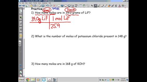 Moles And Stoichiometry Mass Mole Calculations Dimensional Analysis Youtube