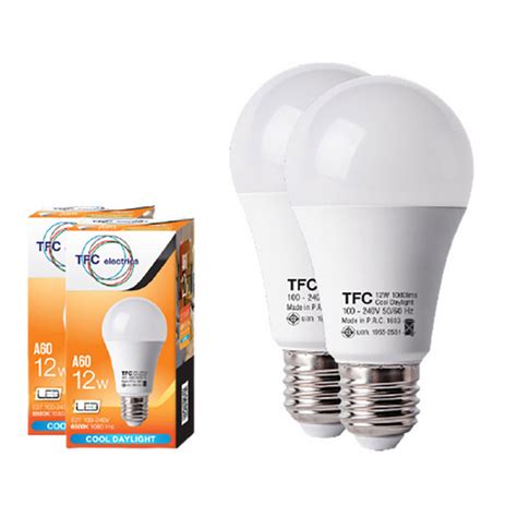 Tfc หลอด Led A60 Eco 6 วัตต์ ขั้ว E27 แสงเดย์ไลท์ ขาว 2ชิ้น Thaipick