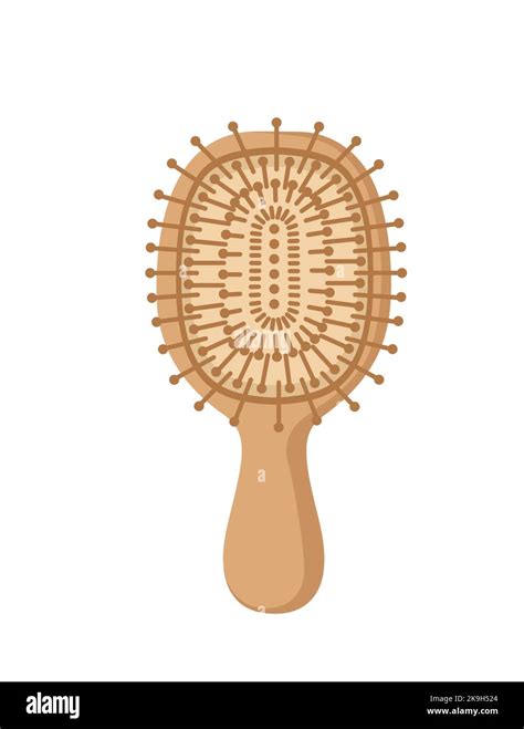 Wooden Hair Brush For Hair Care Fashion Comb Vector Illustration