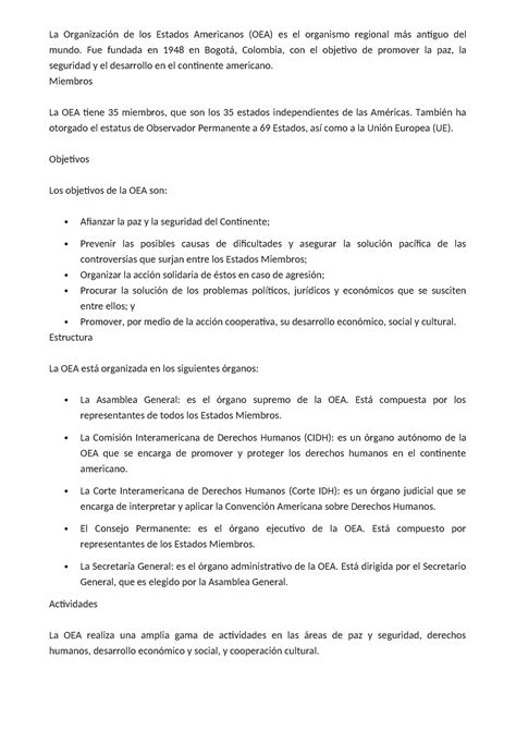 La Organización De Los Estados Americanos Fue Fundada En 1948 En