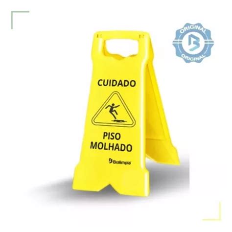 Placa Sinalizadora Piso Molhado Amarela Bralimpia Mercadolivre