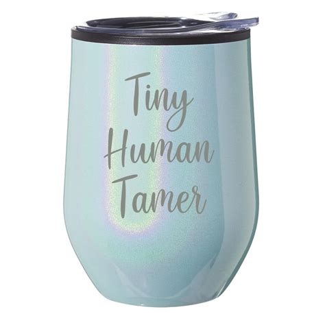 Stemless Wine Tumbler Coffee Travel Mug Glass With Lid Gift Tiny Human