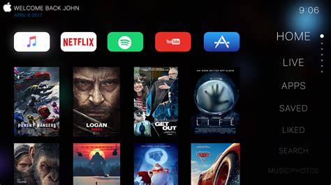 Apple TV 5Th Generation 4k ui concept redesign on Behance