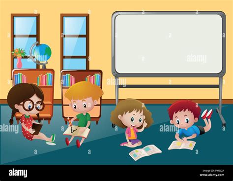 Kids learning in classroom illustration Stock Vector Image & Art - Alamy