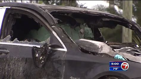 3 Transported After Car Crashes Catches Fire Along Venetian Causeway