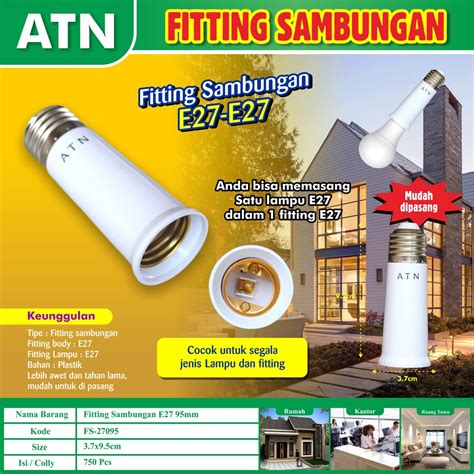 Jual COD Sambungan Fitting Lampu E27 Pemanjang Lampu Downlight ATN