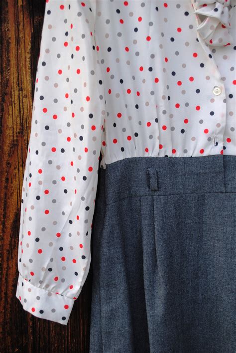 Vintage Polka Dot Pussy Bow Shirt Dress Office Pinup Perfect Etsy