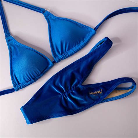 Blue Velvet And Lycra Mixed Suit Size A Cup Bikini Or Figure