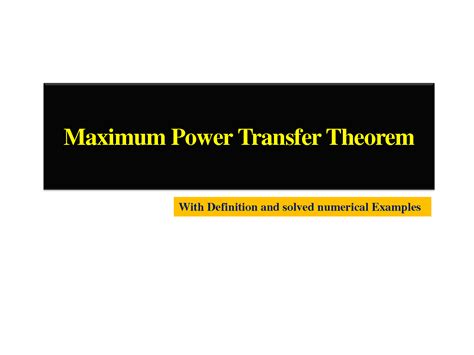 Solution Maximum Power Transfer Theorem Studypool