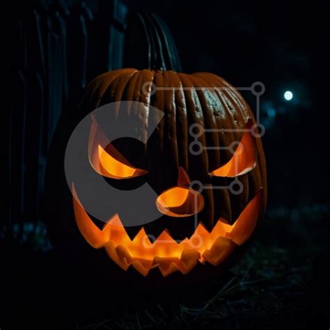 Spooky Carved Pumpkin In The Dark Stock Photo Creative Fabrica