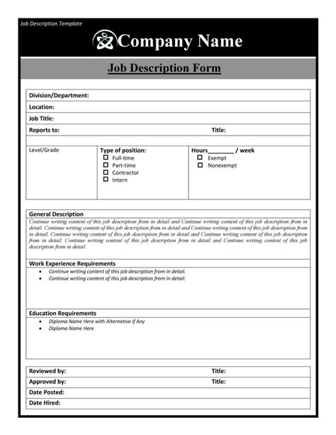 47 Job Description Templates And Examples Templatelab