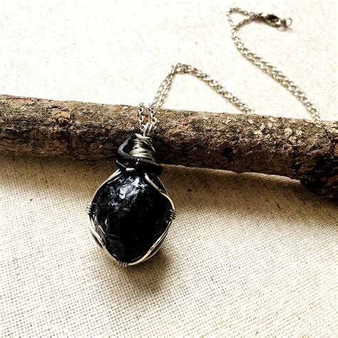 Apache Tears Necklace Mens Obsidian Pendant Raw Stone Etsy