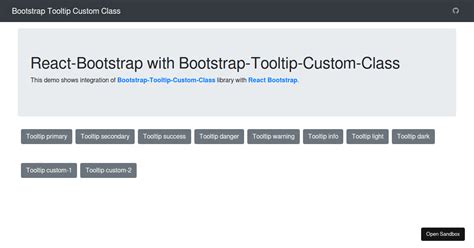 React Bootstrap With Bootstrap Tooltip Custom Class Forked Codesandbox