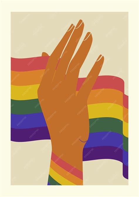 Premium Vector Hand And Rainbow Lgbt Flag Celebrating Pride Month