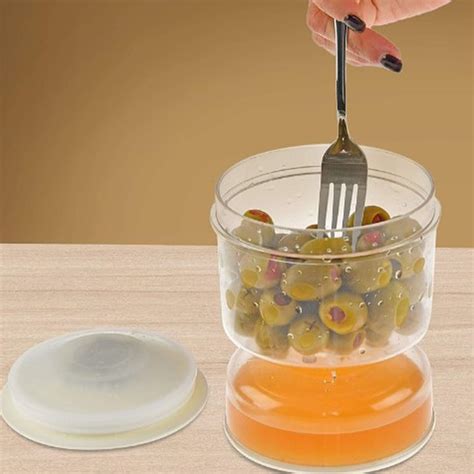 Pickle Jar Juice Separator Upside Down Olives Food Saver Container With