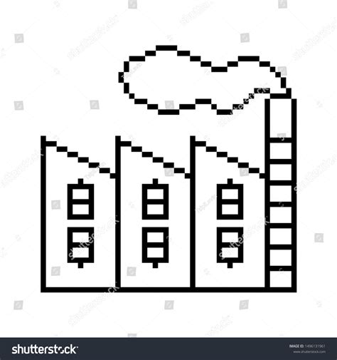 Factory Building Outline Pixel Art Isolated Stock Illustration ...