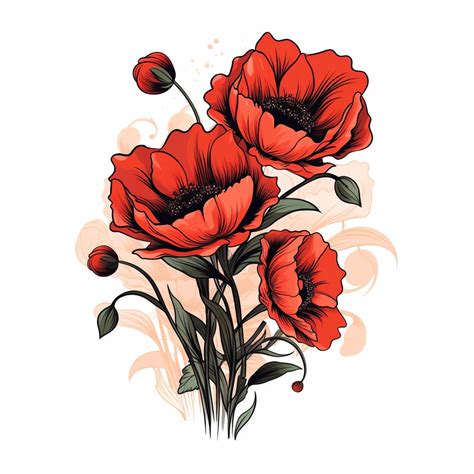 Red Poppy Flower Tattoo PNG Red Poppy Tattoo Tattoo Flash Digital