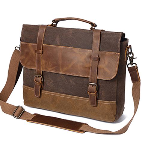 Canvas Leather Computer Laptop Bag - Promo Items, giveaways with ...