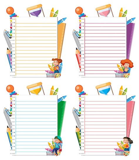 Premium Vector | Colorful School Stationery Themed Notepads