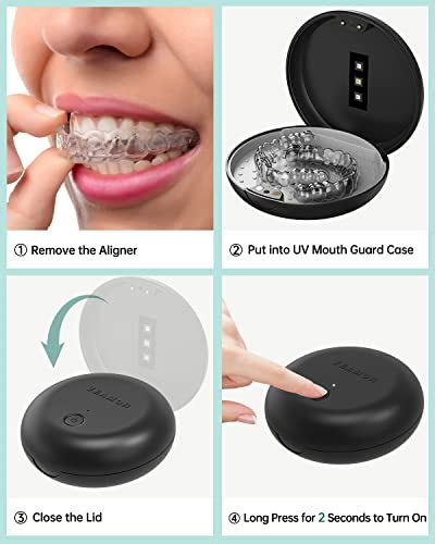 Retainer Case Veamor Invisalign Case Holder Uvc Disinfectant Box Portable Dental Braces Case