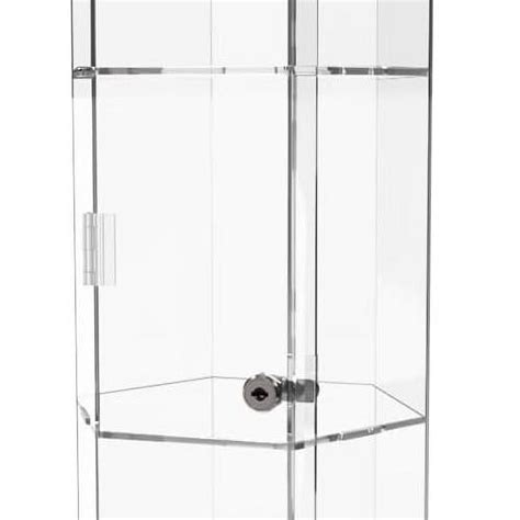 Spinning Locking Cabinet With Keys 9 5 X 8 25 X 24 Clear Hexagon