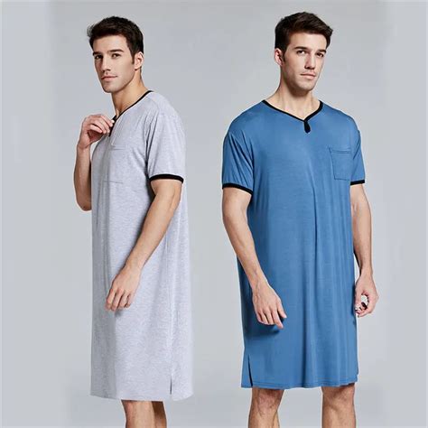 Bata De Dormir De Manga Corta Para Hombre Pijama Liso Musulm N Ropa De