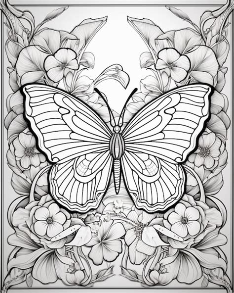 Butterflies For Adults Coloring Page Premium Ai Generated Image