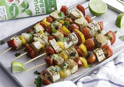 Brochettes De L Gumes Du Soleil Et Tofu Au Basilic La Vie Claire