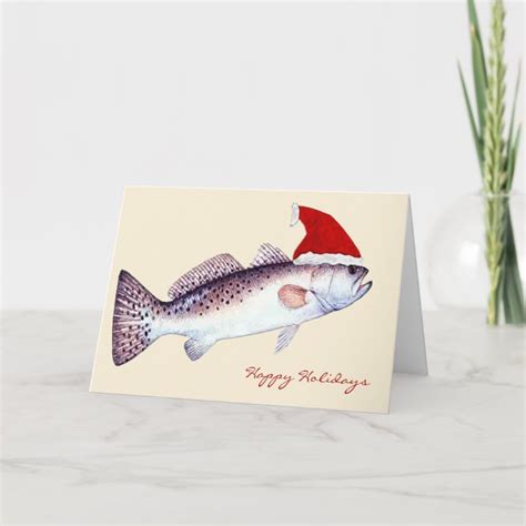 Santa Speckled Trout Christmas Holiday Card Zazzle