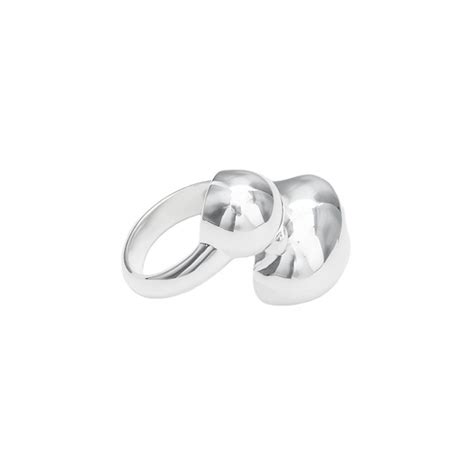 Grosse Bague En Argent Anneau Ouvert Boules Brillantes Designs