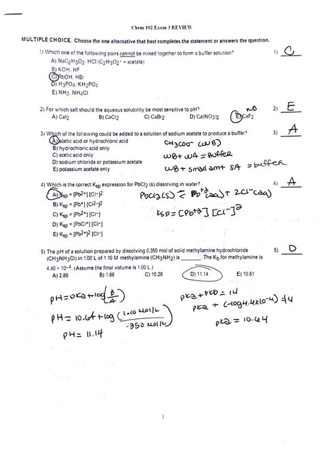 Chem 102 Exam 3 Review Chem 1 02 La M 3 RE L M UL Tl PLE CHOI CE